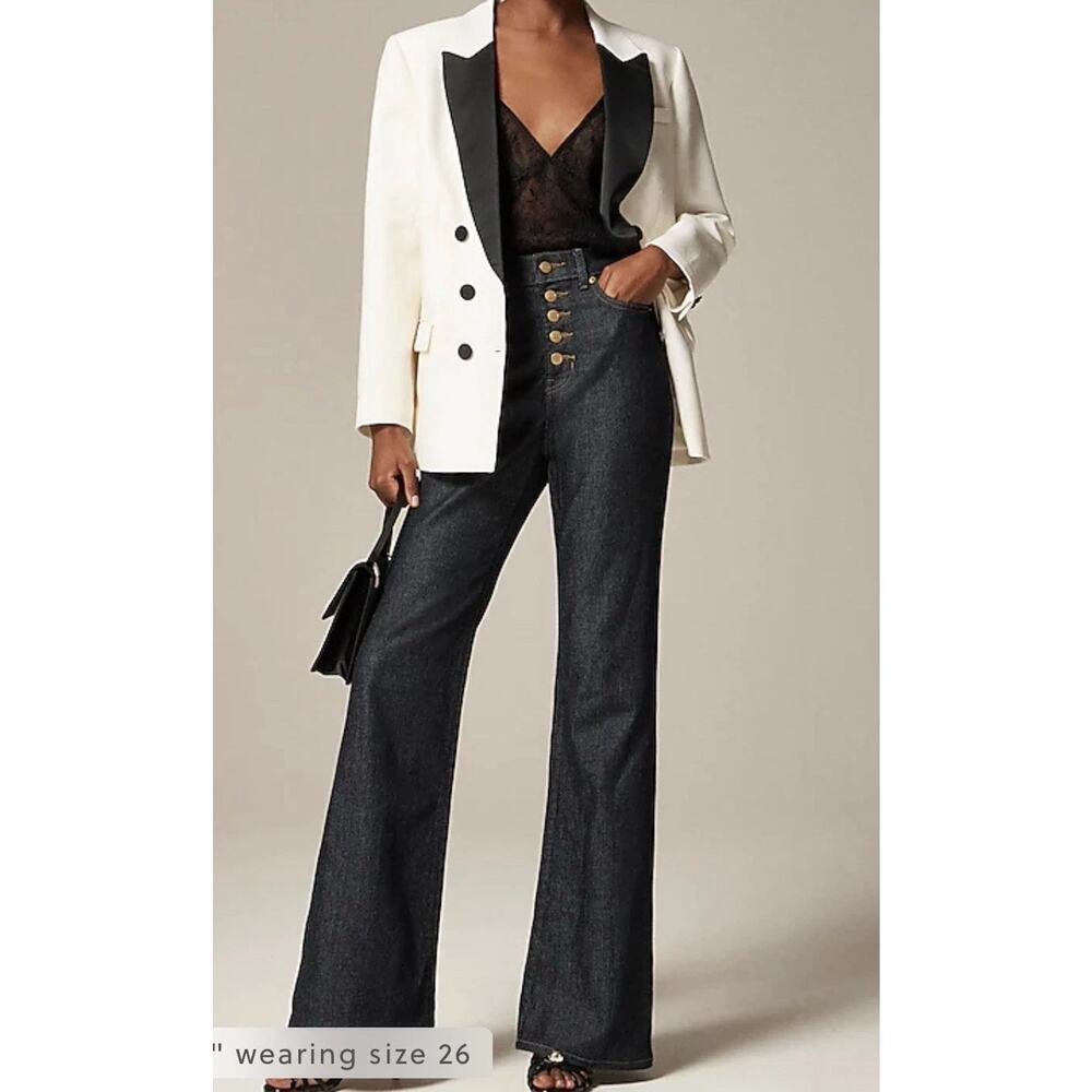 J. Crew NWT High-Rise Flare Jean with Button Fly Resin Rinse Size 28